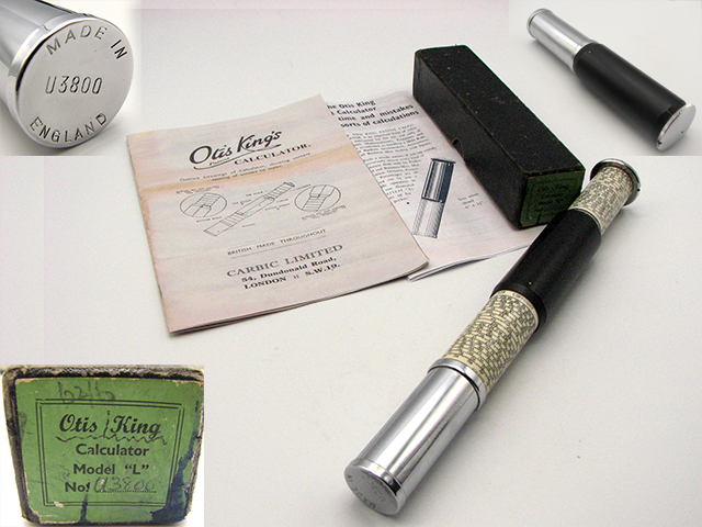 Vintage Otis King model L cylindrical slide rule calculators